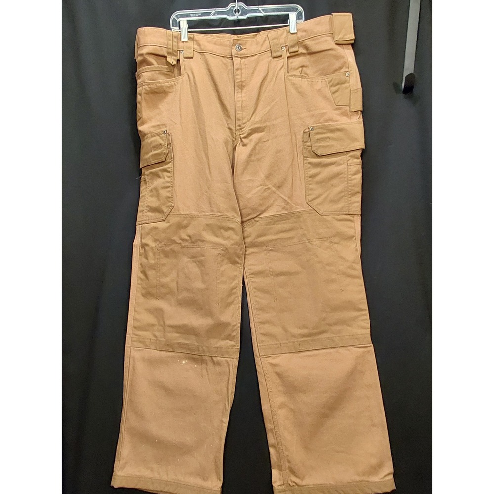 Duluth Trading Ultimate Fire Hose Cargo Work Pants 46x34 Brown Canvas 95209